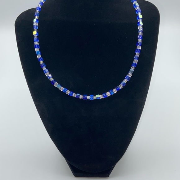 Handmade Glass Cube Bead Necklace & Bracelet Set - Picture 7 of 14